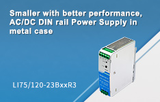 Smaller with better performance, AC/DC DIN rail Power Supply in metal case - LI75/120-23BxxR3